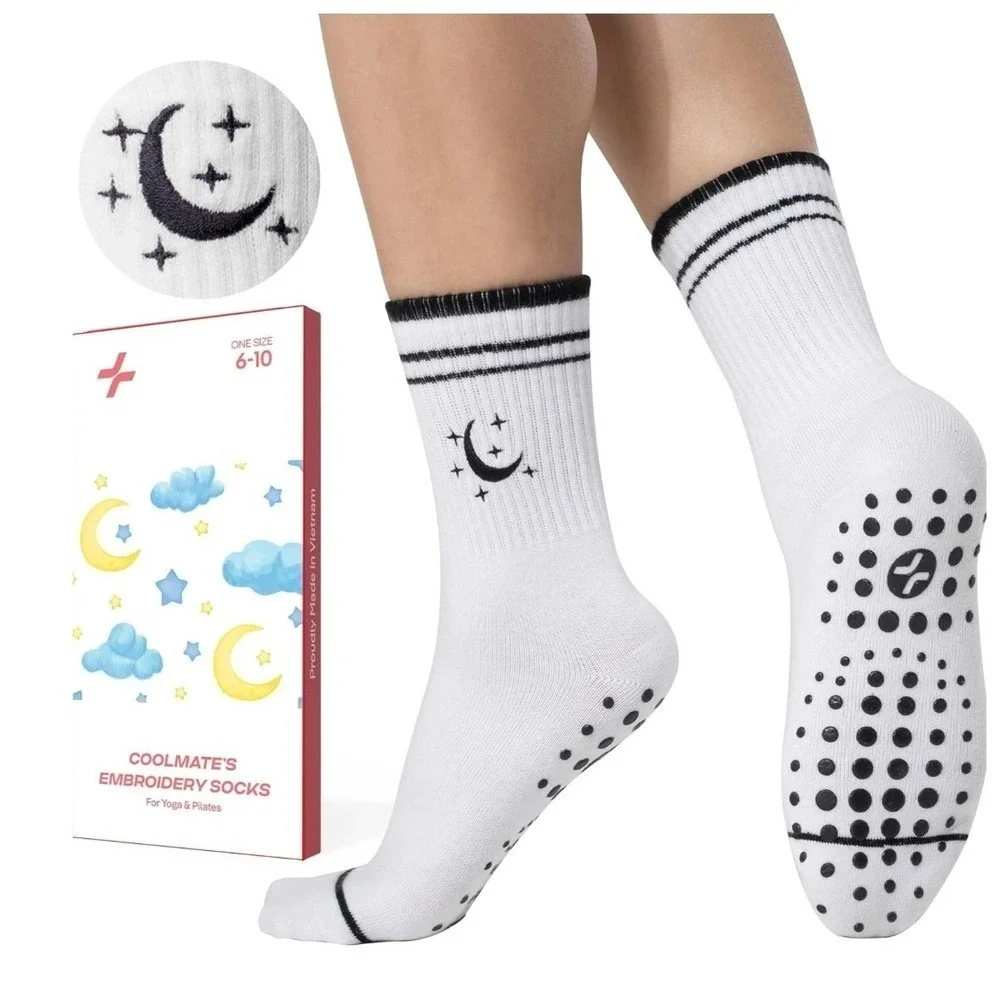 Non Slip‎ Grip Yoga Pilates Barre Crew Moon Star Anti Slip Workout Socks